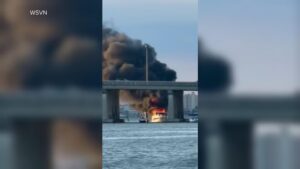 WATCH:  2 boaters safe after vessel erupts into flames off Miami Beach